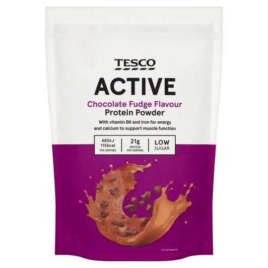 Tesco Active Chocolate Fudge Flavoured Protein Powder 500G