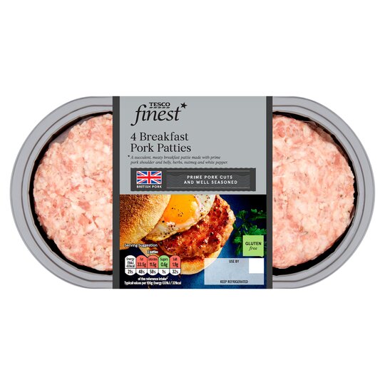 Tesco Finest 4 Breakfast Pork Patties 320G